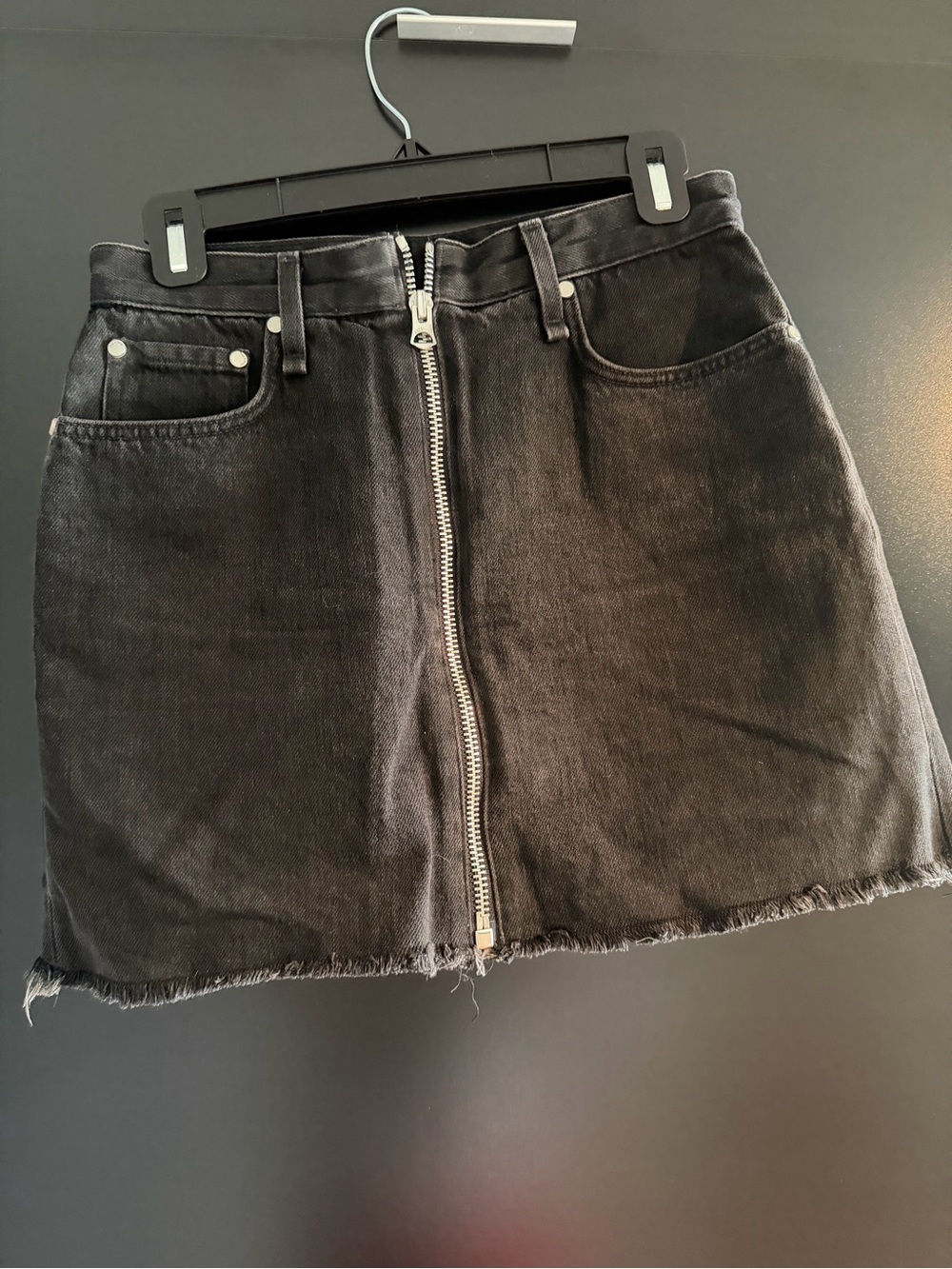 Rag & Bone Women's Black Denim Zip-Front Mini Skirt - size 25